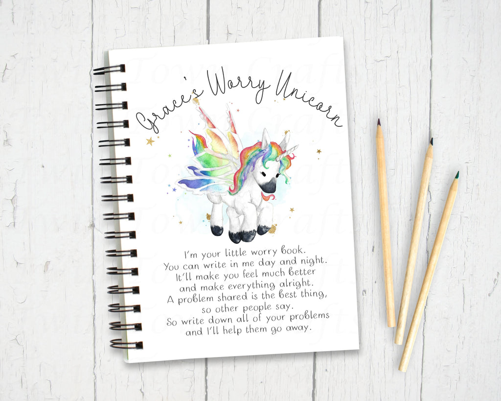 Personalised A5 Unicorn Worry Journal/Notebook